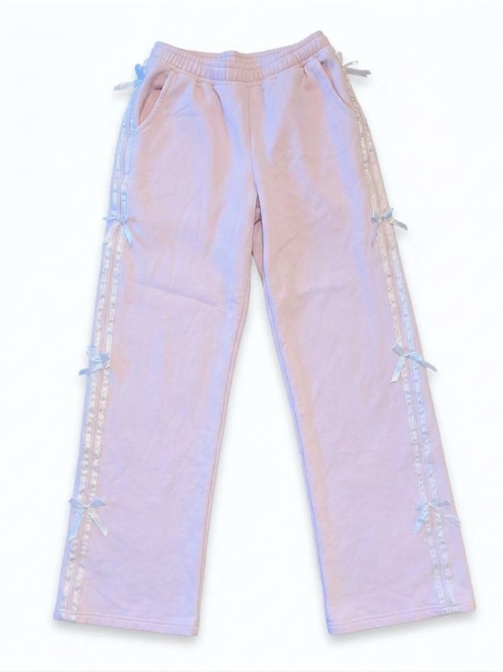 Witty Fox Sweatpants Pink Ribbon Bow Trim